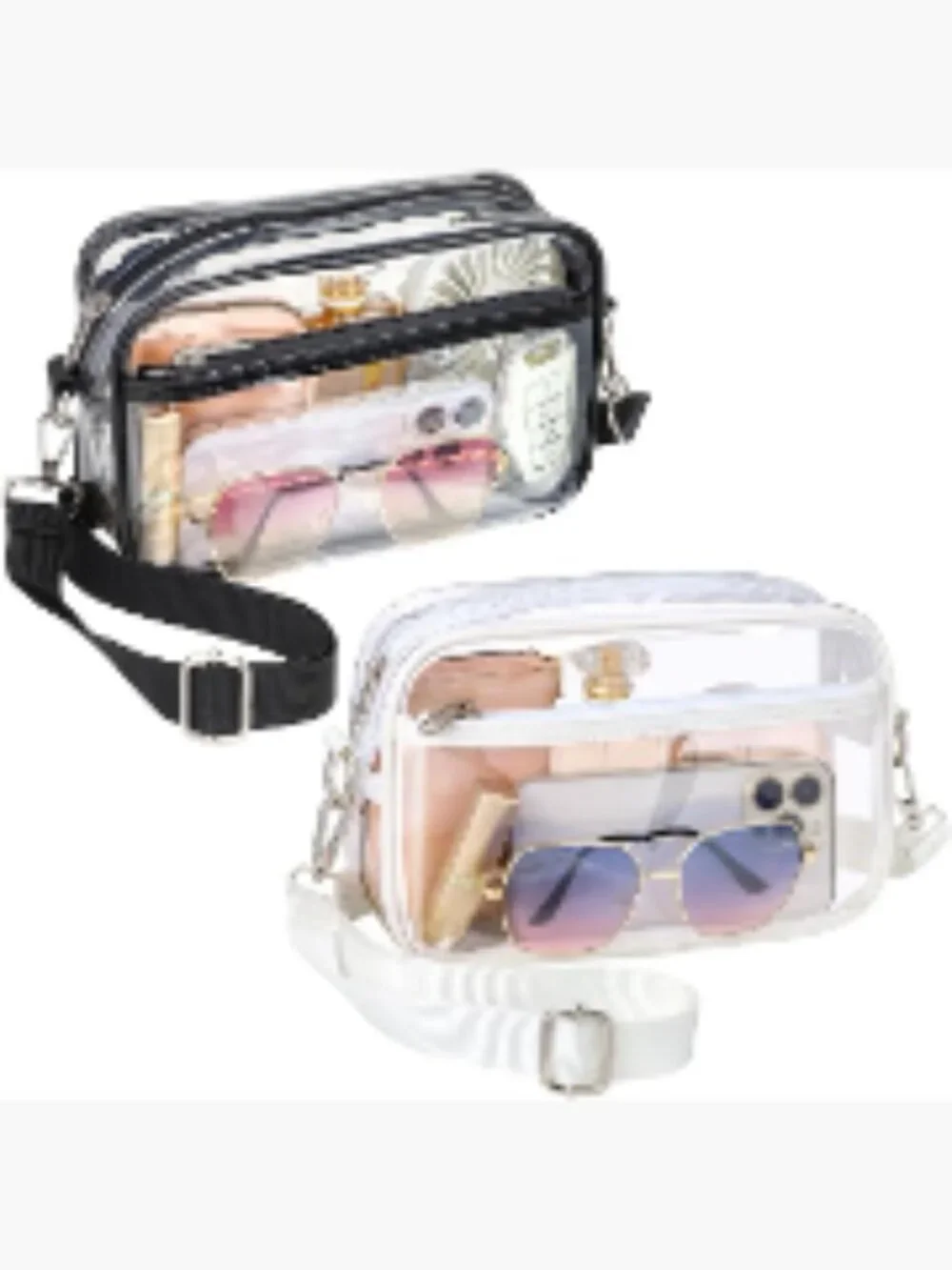 Clear Stadium Approved Crossbody Purse Adjustable Wide Strap PVC 2 Pockets